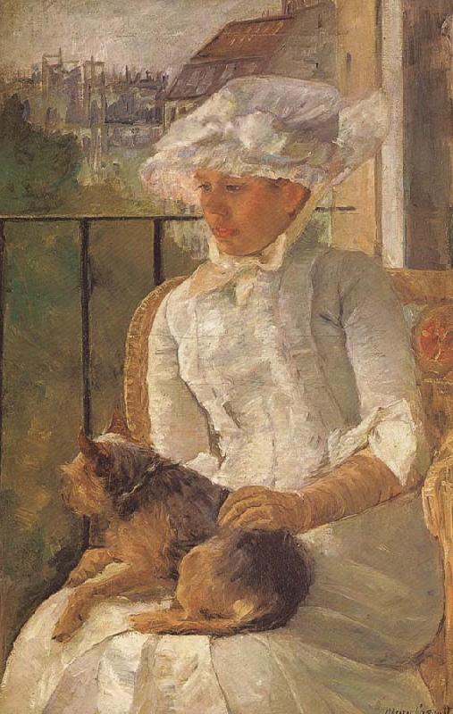 Mary Cassatt Susan hoding the dog in balcony oil painting image
